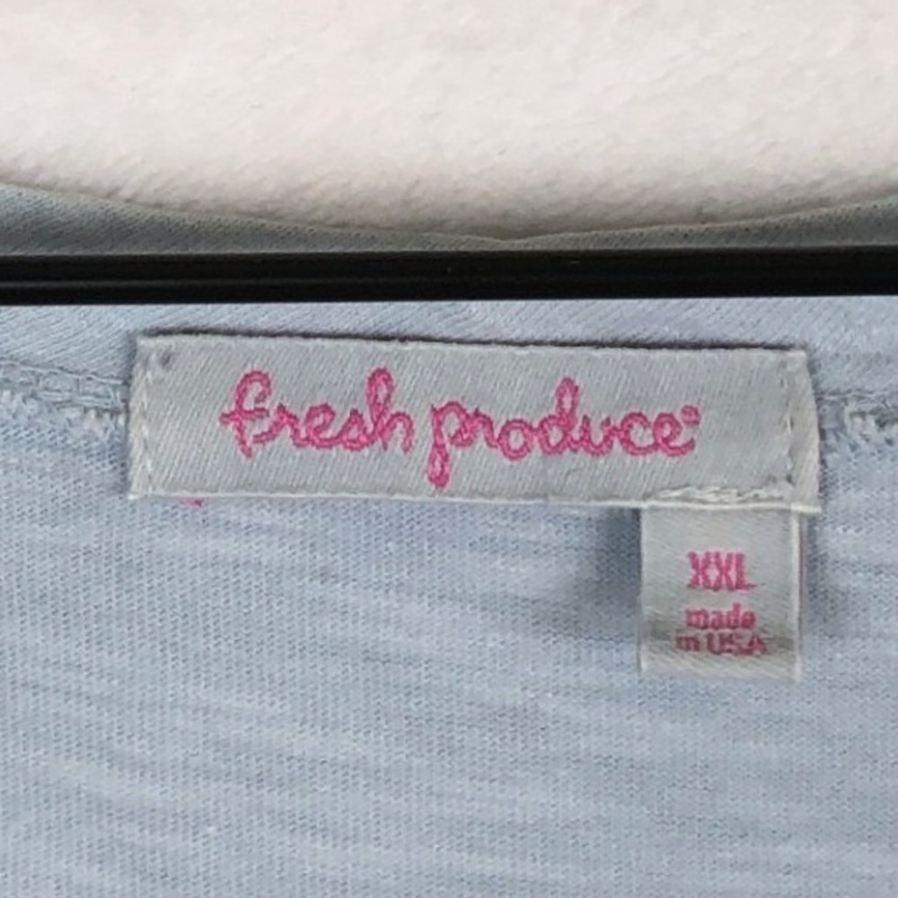 FRESH PRODUCE 100% Cotton Slub Tunic Top Sz XXL Blue Pockets Scoop USA Made - Picture 3 of 7